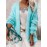 [Chic Cardigan] Plus Size Women's Chic Color-Block Striped V-Neck Cardigan | Long Sleeve, Beige & White, Casual Fall/Winter Outerwear with Lace Detail, Lace Trim