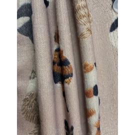 Plus Size - Plus Size Women'S Cozy Cat Print V-Neck Cardigan - Long Sleeve, Button-Up, Casual Fall/Winter Sweater with Pockets, Brown & White Cat Design, Perfect for Casual Attire, Cozy Fall Wear | Playful Print Cardigan | Construction