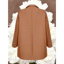 Women Fashion Solid Color Long Sleeve Pocket Outerwear Loose Cardigan Coat | Ladies Bubble Jacket Everyday & Formal Outfits Front Open Spring/Fall Outerwear Outfits Clothes Coat Tops OL Suits Essential, Chic Style, Material