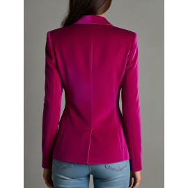 Women's Slim-Fit Blazer Jacket - X-Line Single-Breasted Suit Coat, Solid Color Professional & Party Wear, Hand Washable Fall/Winter Outerwear for Business Casual & Social Events (No Required) - Elegant Tailored Jacket for