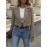Women'S Houndstooth Blazer Jacket - Elegant Office to Party Coat, Structured H-Silhouette Blazer for Fall/Winter, Button-Front Closure, Professional & Formal Events - Women'S Business Jacket, Winter Outerwear, Stylish Outerwear, Durable Fabric